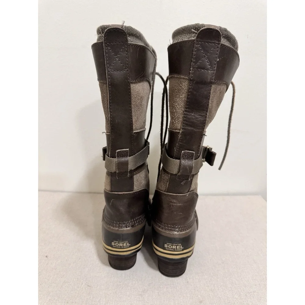 Sorel‎ Conquest Carly Tall Lace Up Brown Waterproof Winter Boots Womens 7